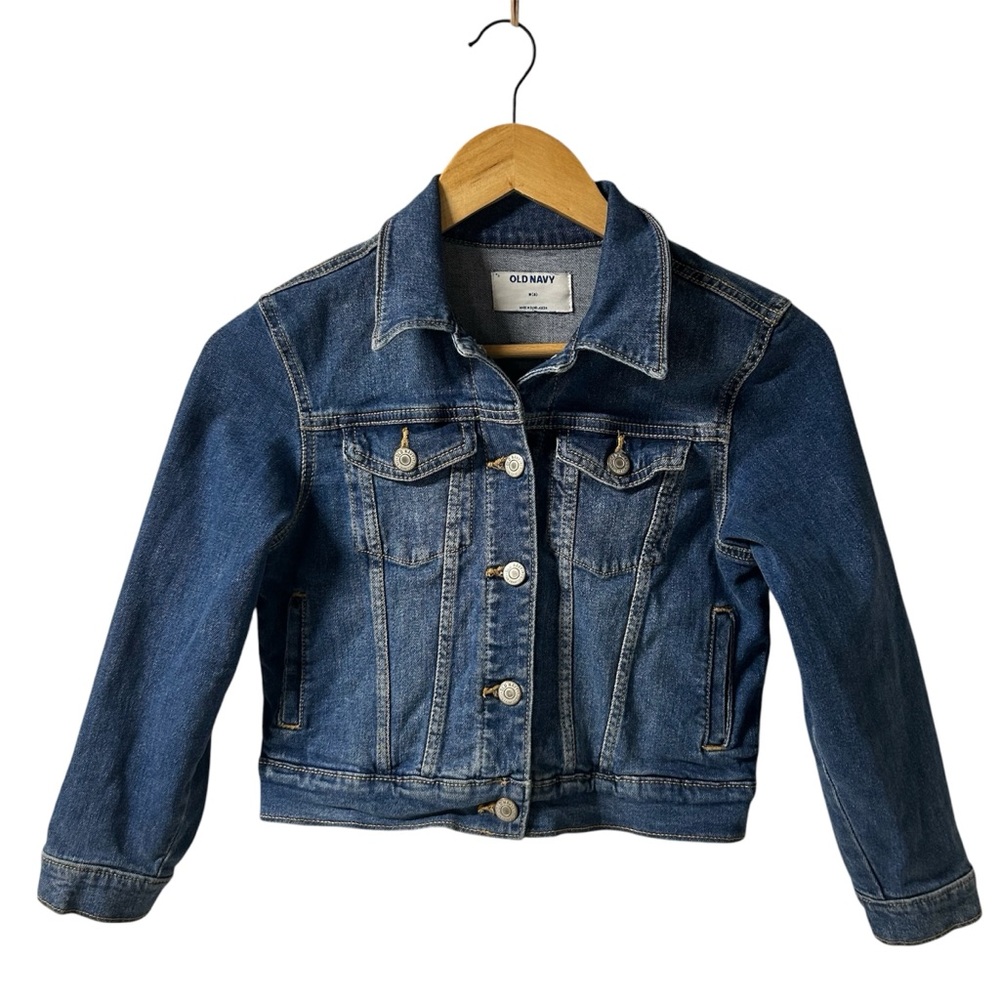 Old Navy Blue Denim Jacket Kids Girls Sz M(8) Jean Coat EUC